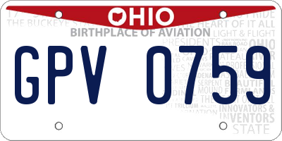 OH license plate GPV0759
