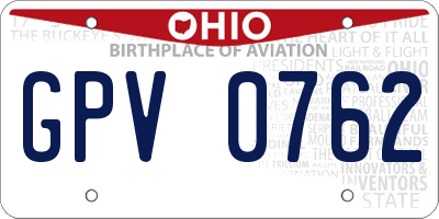 OH license plate GPV0762