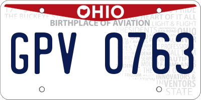 OH license plate GPV0763