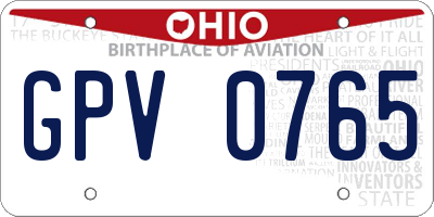 OH license plate GPV0765