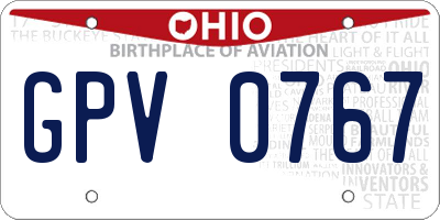 OH license plate GPV0767