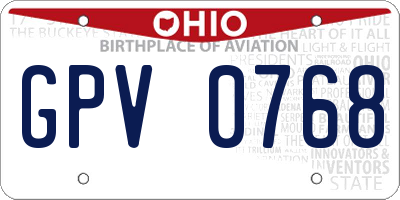 OH license plate GPV0768