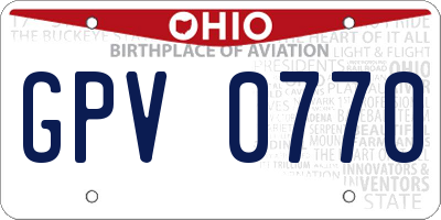 OH license plate GPV0770