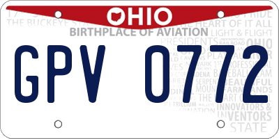 OH license plate GPV0772
