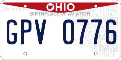 OH license plate GPV0776