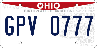 OH license plate GPV0777