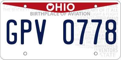 OH license plate GPV0778