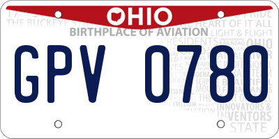 OH license plate GPV0780