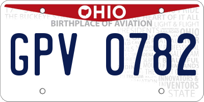 OH license plate GPV0782