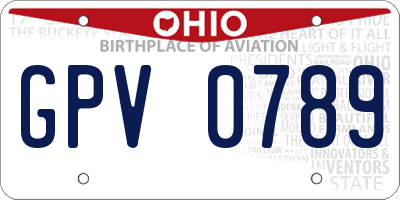 OH license plate GPV0789