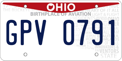 OH license plate GPV0791