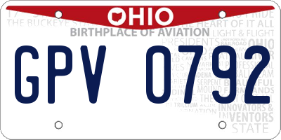 OH license plate GPV0792