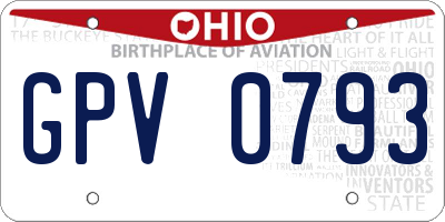 OH license plate GPV0793
