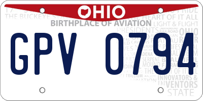 OH license plate GPV0794