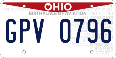 OH license plate GPV0796