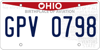 OH license plate GPV0798