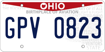 OH license plate GPV0823