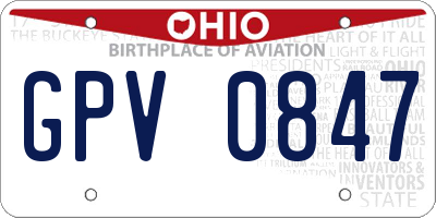 OH license plate GPV0847