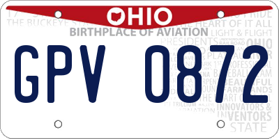OH license plate GPV0872
