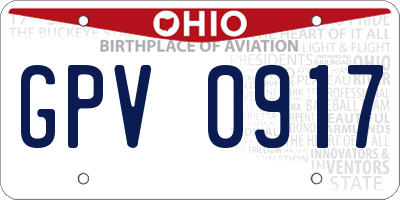OH license plate GPV0917