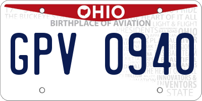 OH license plate GPV0940