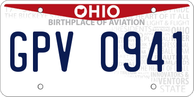 OH license plate GPV0941