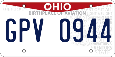 OH license plate GPV0944