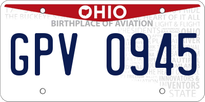 OH license plate GPV0945