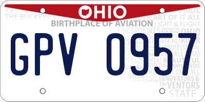 OH license plate GPV0957