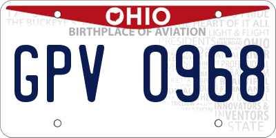 OH license plate GPV0968