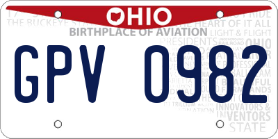 OH license plate GPV0982