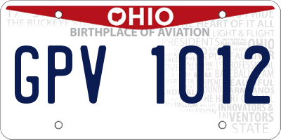 OH license plate GPV1012