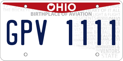 OH license plate GPV1111