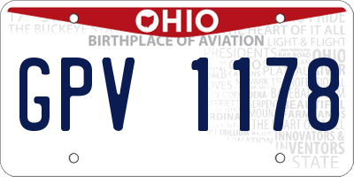 OH license plate GPV1178