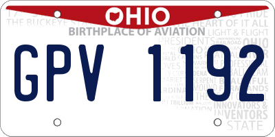 OH license plate GPV1192