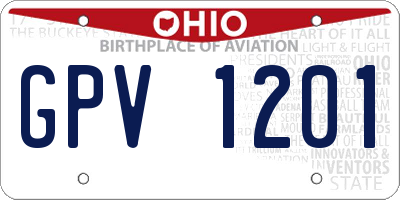 OH license plate GPV1201