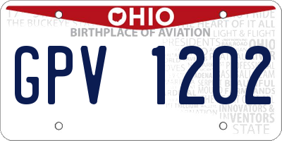 OH license plate GPV1202