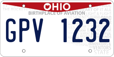 OH license plate GPV1232
