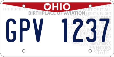 OH license plate GPV1237