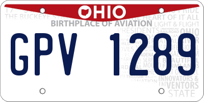OH license plate GPV1289