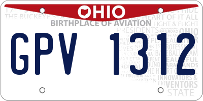 OH license plate GPV1312