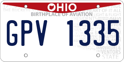OH license plate GPV1335