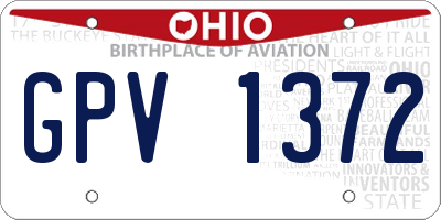 OH license plate GPV1372
