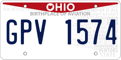 OH license plate GPV1574