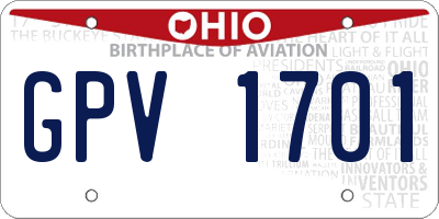 OH license plate GPV1701
