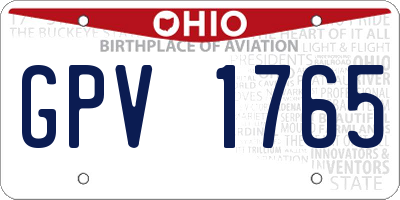 OH license plate GPV1765