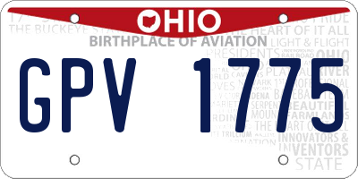 OH license plate GPV1775