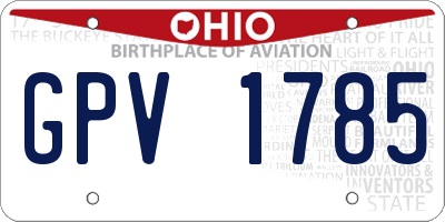 OH license plate GPV1785