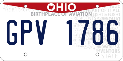 OH license plate GPV1786