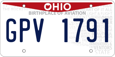 OH license plate GPV1791